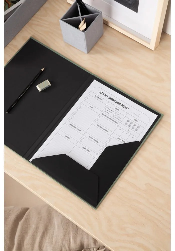 Zielony kartonowy organizer Paulina Canvas Paper Laminate A5 – Bigso
