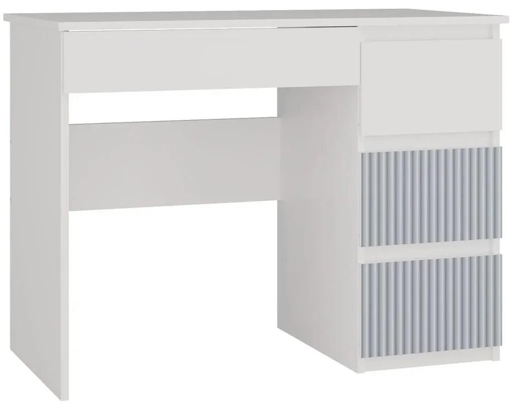 Prawostronne biurko młodzieżowe nowoczesne biały + niebieski A2-D85