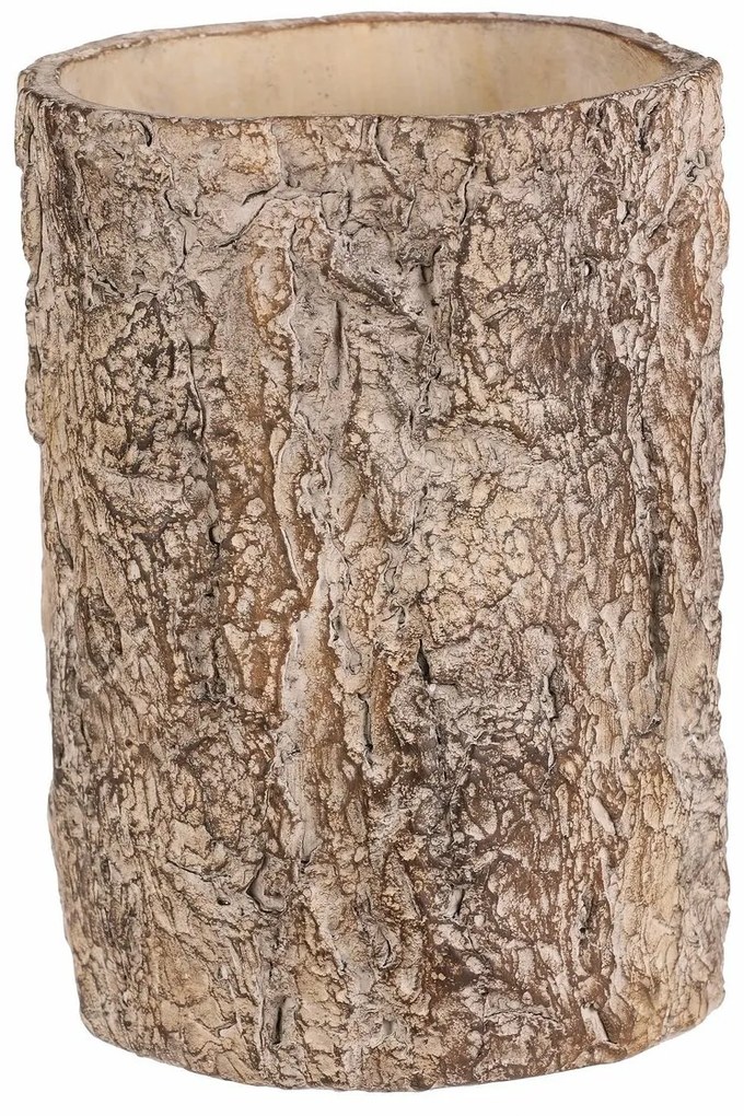 Osłonka na kwiaty imitująca korę drzewa, 16 x 16 x 21 cm, beton, 16 cm