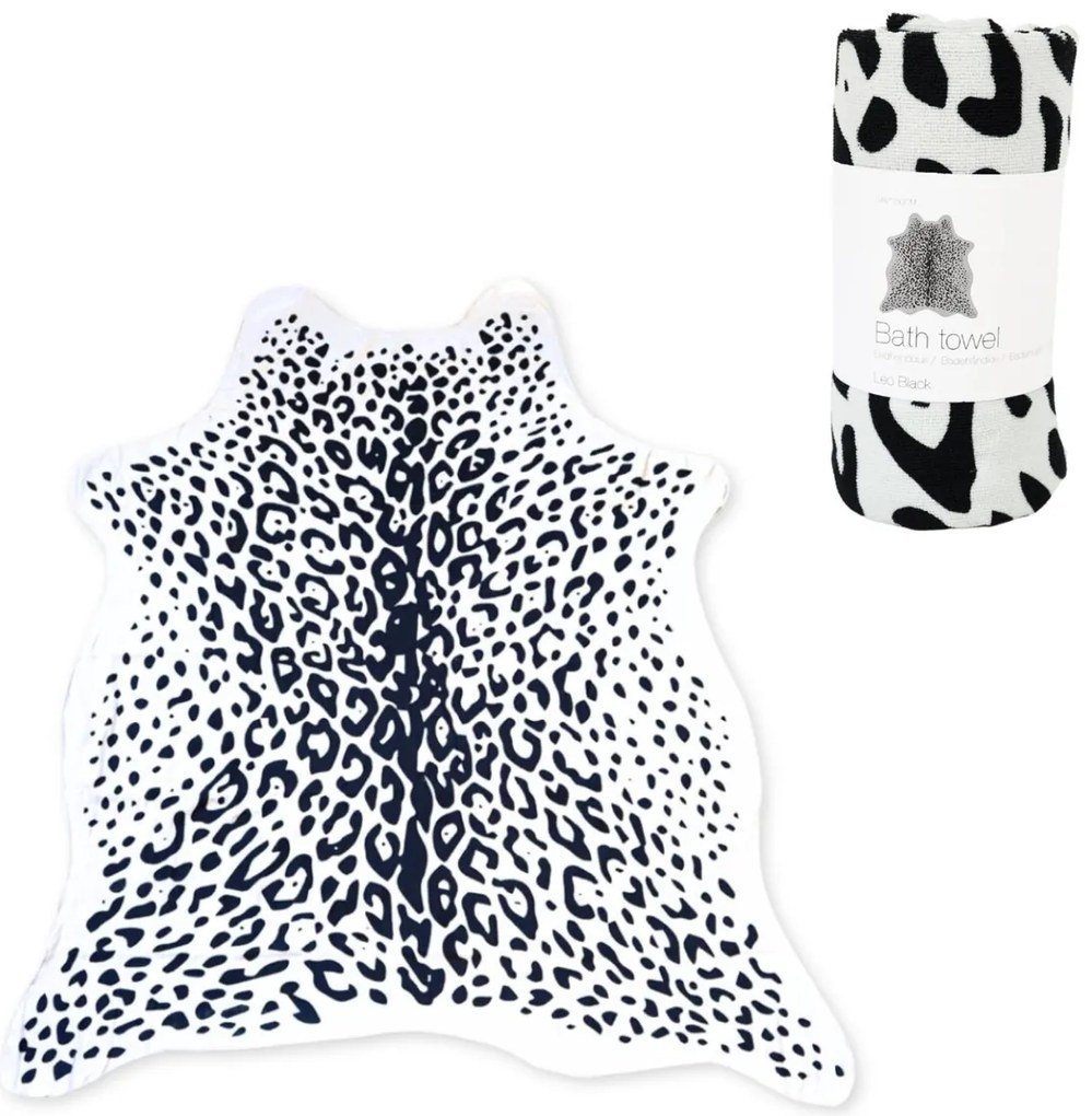 Ręcznik kąpielowy LEOPARD, czarno-biały