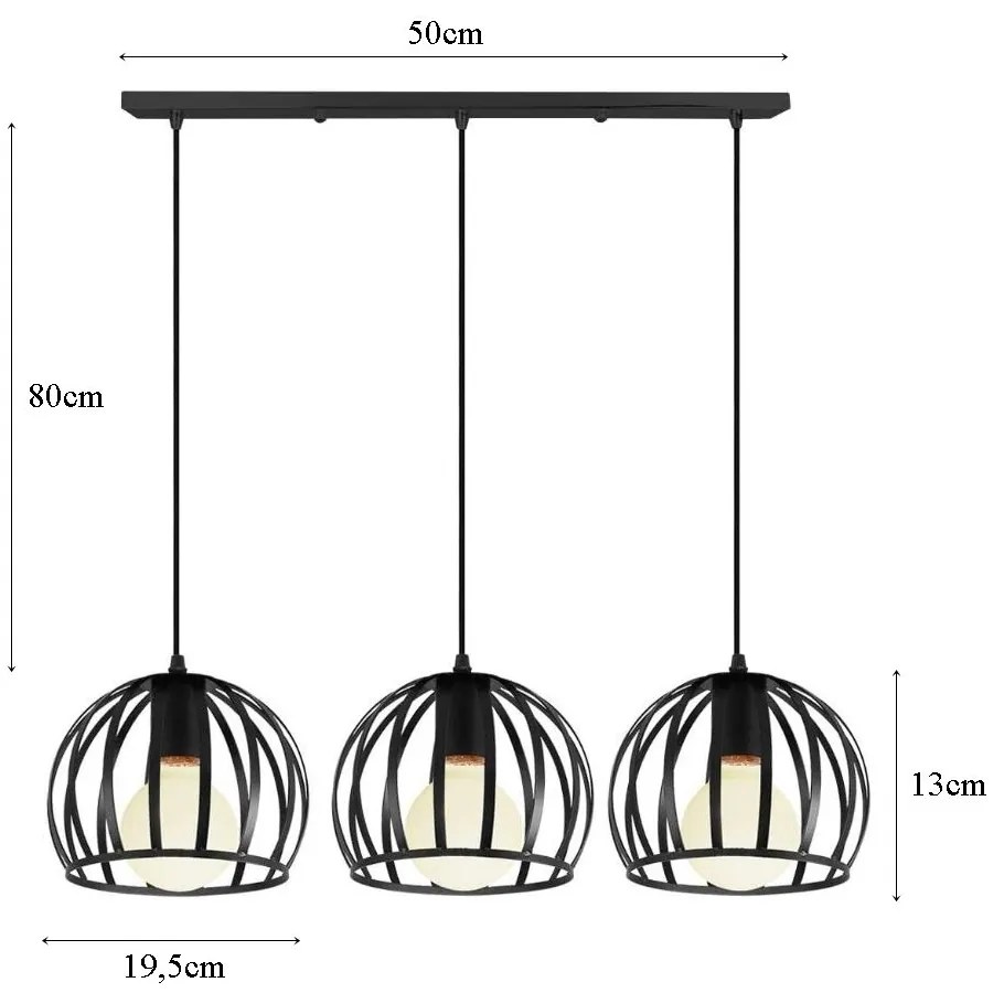 Lampa sufitowa metalowa loft klosz wisząca AT41-3SZ-Czarna