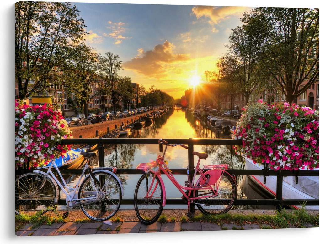Obraz - Wschód słońca w Amsterdamie (70x50 cm)