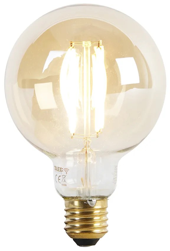 Inteligentna lampa wisząca czarna z przydymionym szkłem włącznie z 8 żarówkami WiFi G95 - Sandra ArtDeco Oswietlenie wewnetrzne