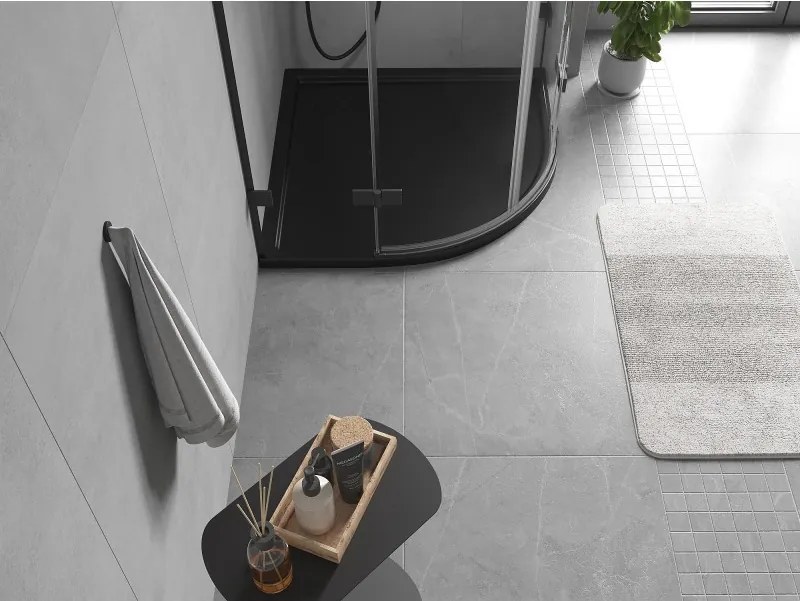 Mexen Flow brodzik półokrągły slim 100 x 100 cm, czarny mat - 46Q701010