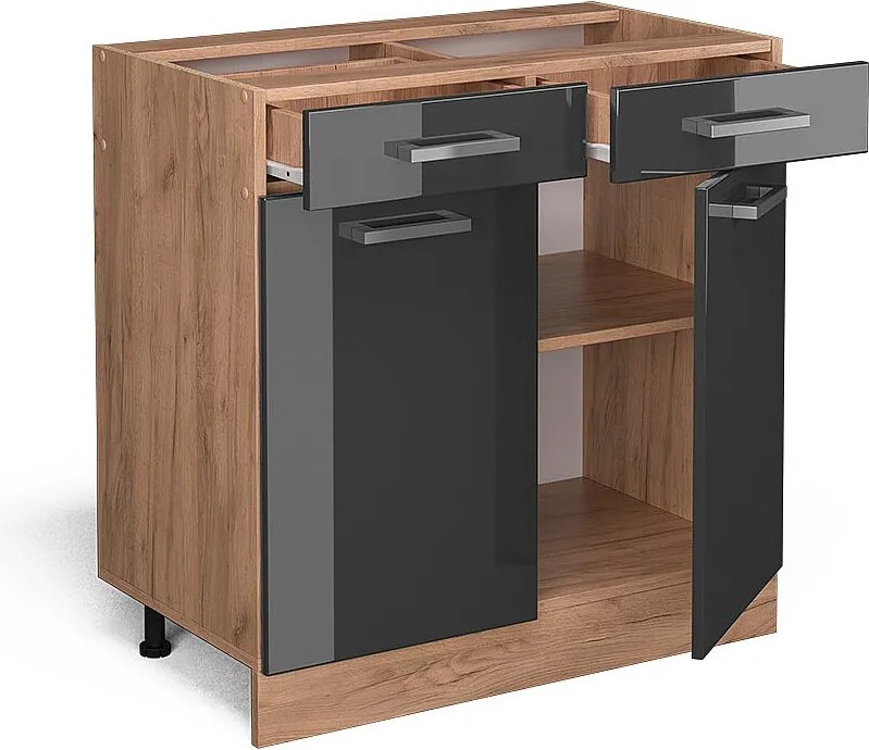 Szafka dolna do kuchni antracyt wysoki połysk 80x60x81.6 r-line