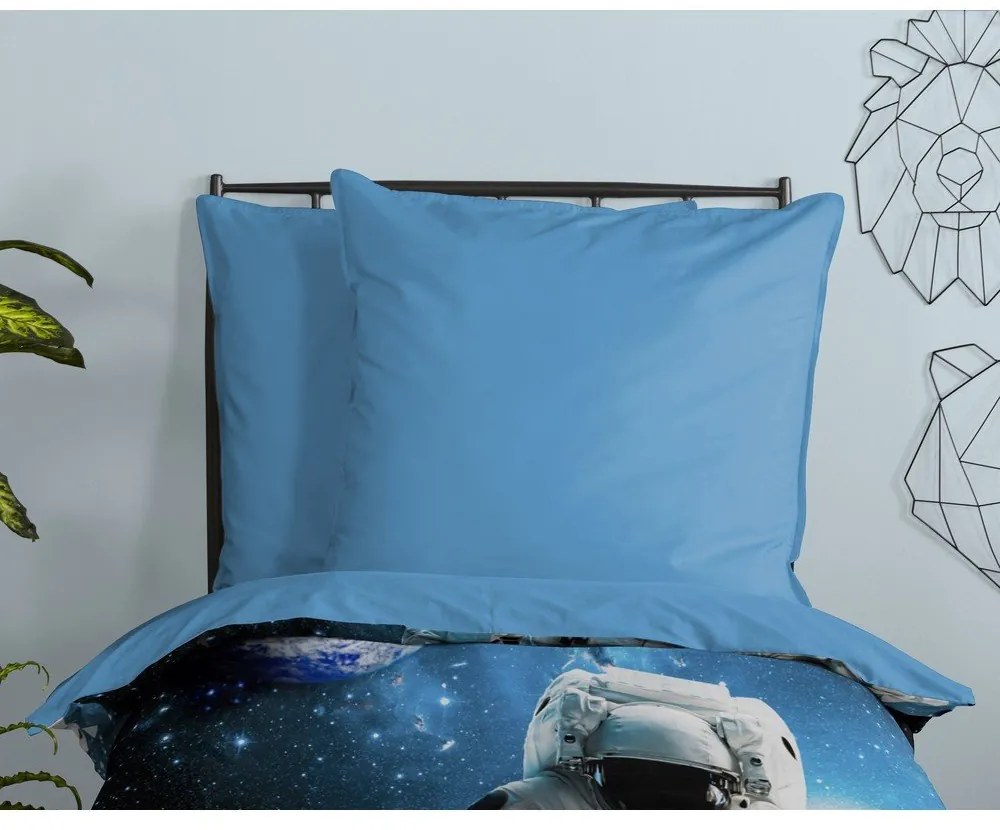 Niebieska bawełniana pościel dziecięca jednoosobowa 140x200 cm Astronaut – Good Morning