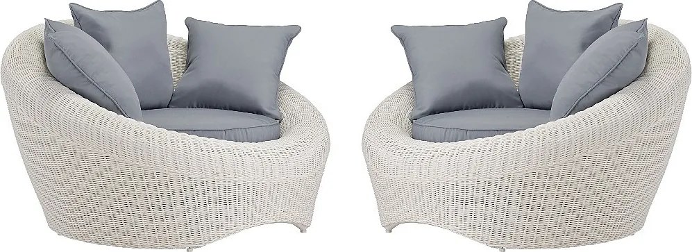 Zestaw 2 foteli ogrodowych  z technorattanu - Kolor Kość słoniowa- WHITEHEAVEN