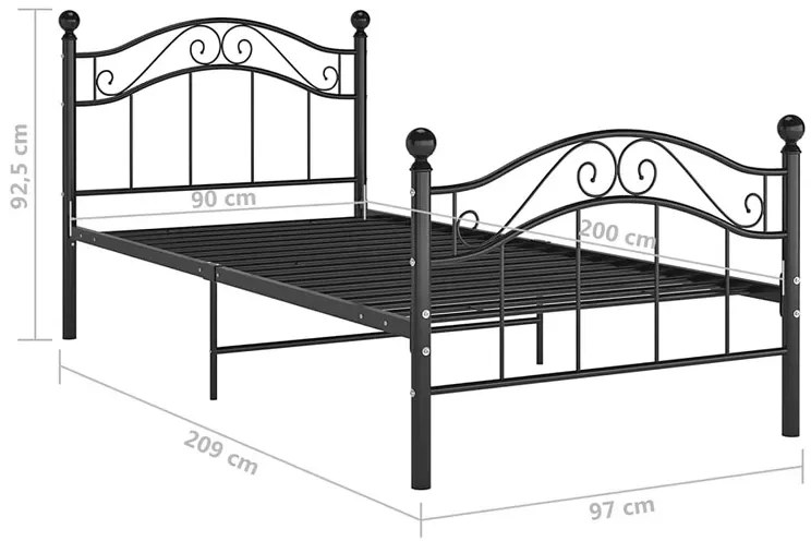 Czarne metalowe łózko pojedyncze 90x200 cm - Iroz