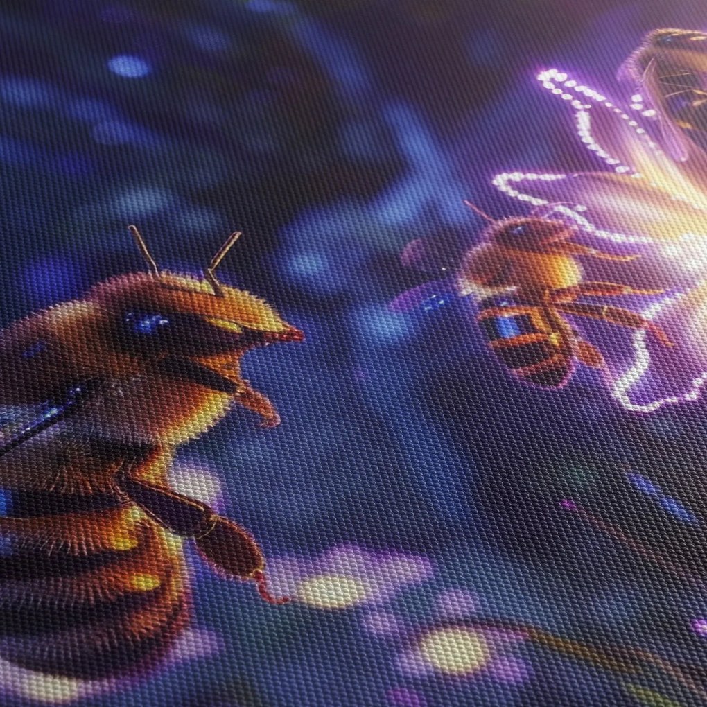 Obraz - Bee Meadow III. (z zegarem) (90x30 cm)