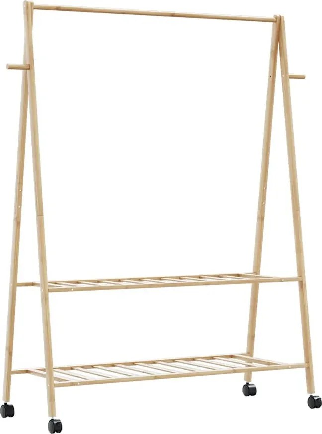 Wieszak na ubrania stojący z półkami i kółkami 132cm M0-D54