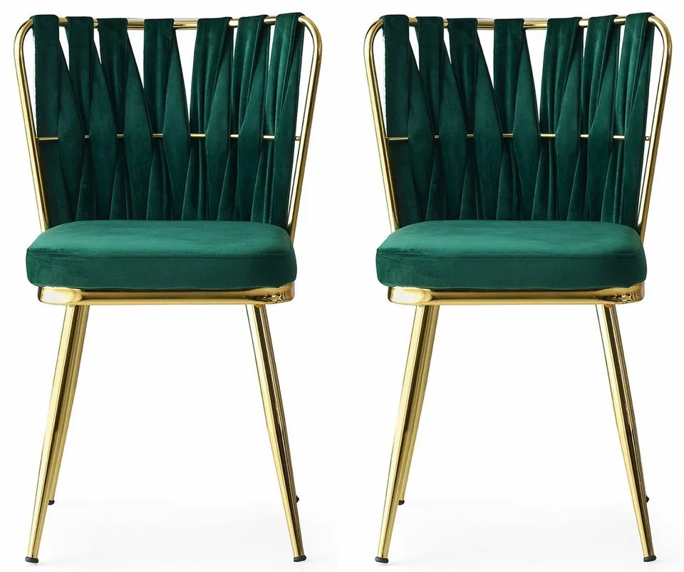 Zestaw krzeseł do jadalni Kusakli Green and Gold, 2 szt., 2 szt.