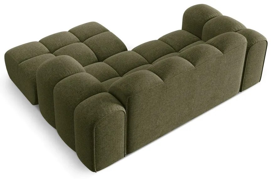 Zielony narożnik z tkaniny szenilowej (prawostronny/z szezlongiem) Treno – Cosmopolitan Design
