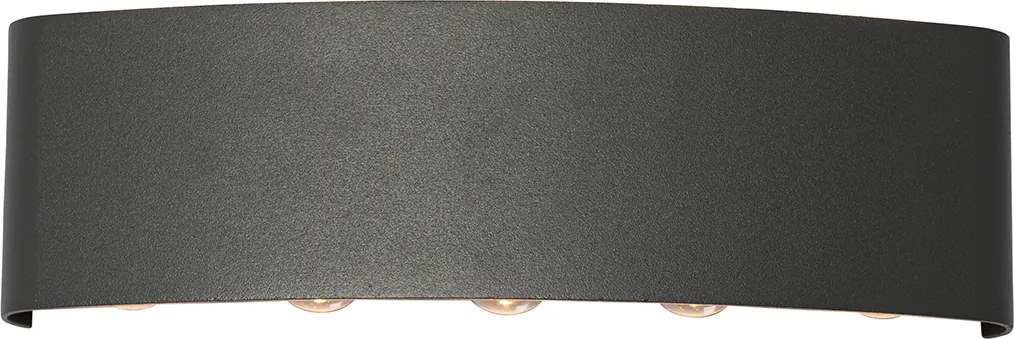 Lampa ścienna zewnętrzna ciemnoszara z LED 10-punktowym IP54 - Silly