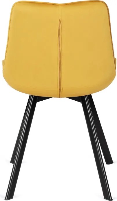 Zestaw Stół Okrągły Rozkładany HARRY 102-142 cm Dąb Craft/Czarny i 4 Krzesła Tapicerowane RICK Musztardowe Nowoczesne