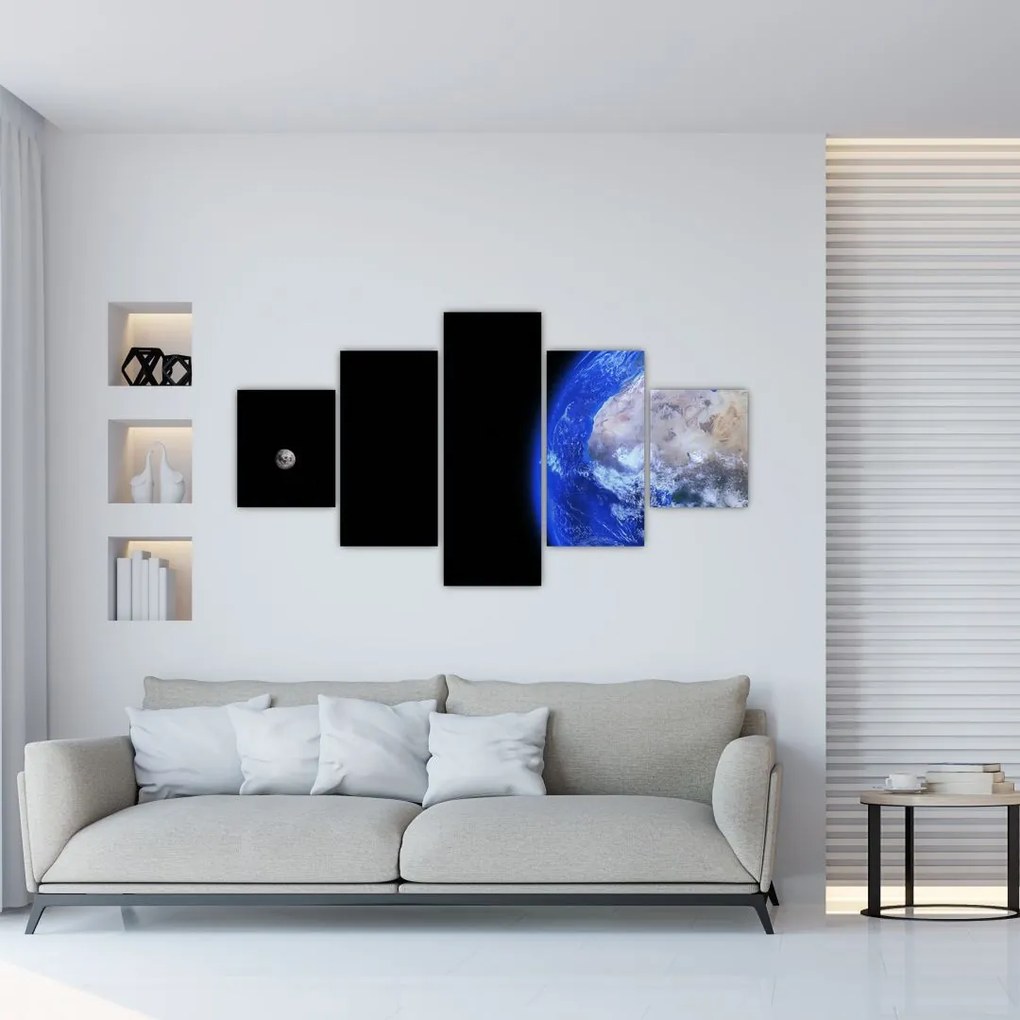 Obraz Księżyca i Ziemi (125x70 cm)