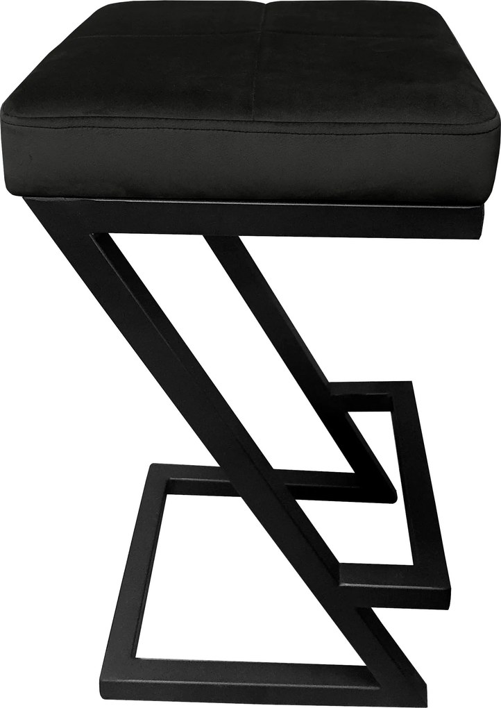 Hoker ZETA krzesło barowe tkanina Welur podstawa metalowa LOFT : Kolor Stelaża - Czarny , Kolor tkaniny - VELVET - MG19
