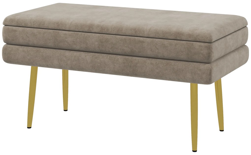 Ławka tapicerowana HOMCOM z przestrzenią do przechowywania, stelaż stalowy, 79,5 cm x 37,5 cm x 43 cm, Beżowa