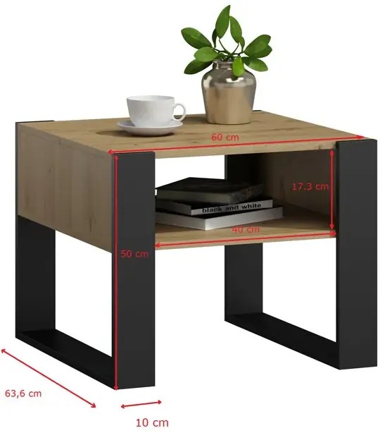 Stolik Kawowy Nowoczesny Dąb Artisan+Czarny S4-W75