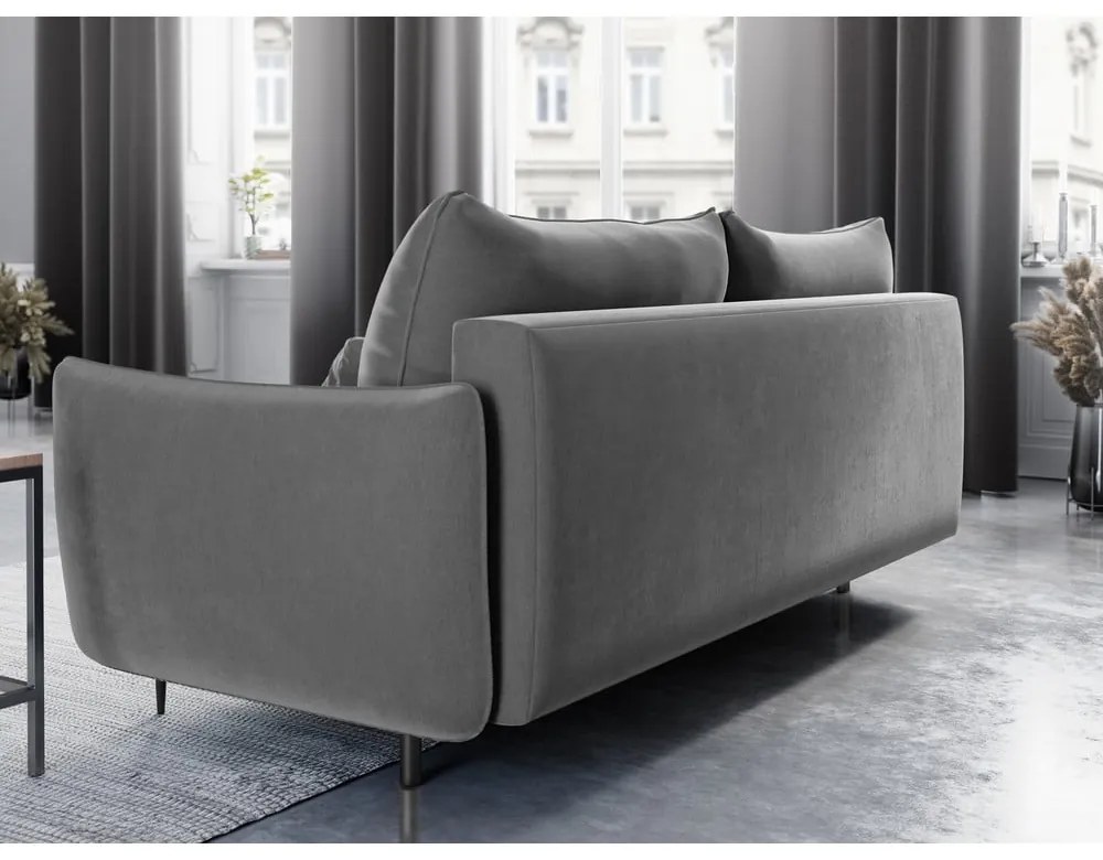 Jasnoszara sofa rozkładana ze schowkiem Cosmopolitan Design Vermont