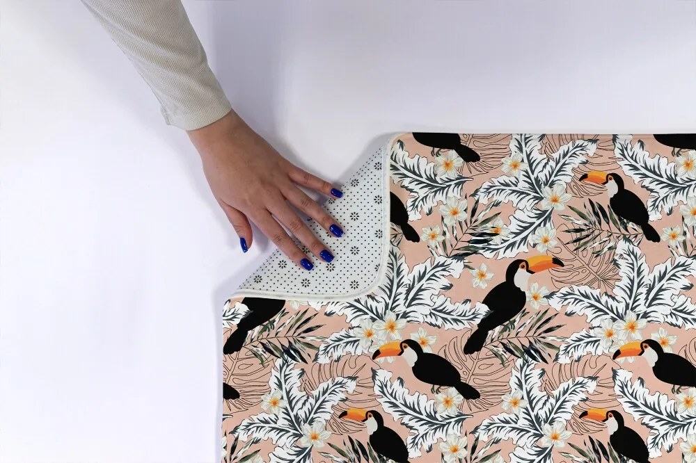 Dywanik łazienkowy Dywanik łazienkowy Ptak Tukan Rośliny