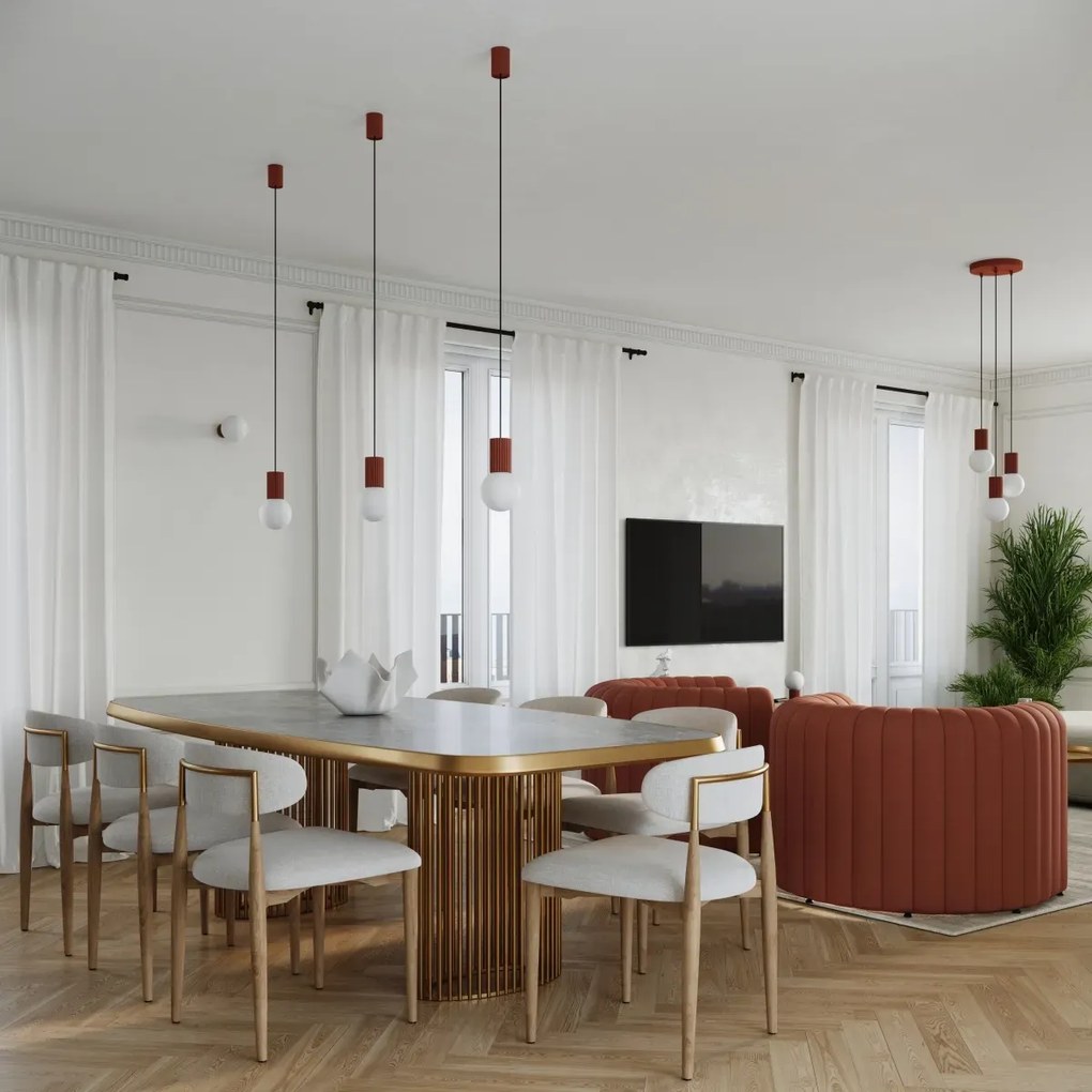 Lampa biurkowa HALO ochra czerwona ryflowana SOLLUX  LIGHTING