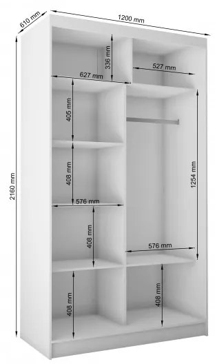 Biała szafa z lamelami i lustrem Lena 240 cm pojemna do sypialni