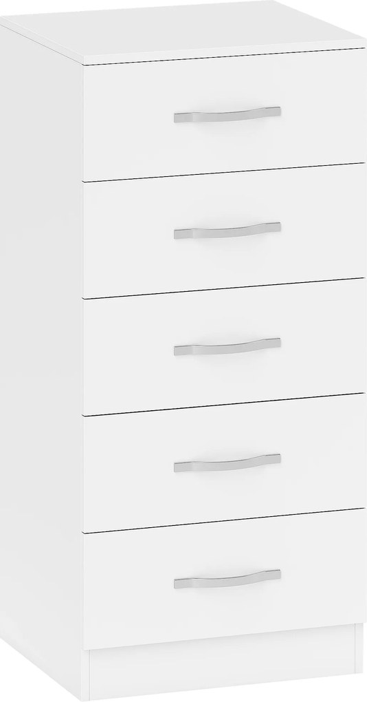 HOMCOM Komoda z 5 szufladami, komoda do ubrań i rzeczy, płyta wiórowa, biały