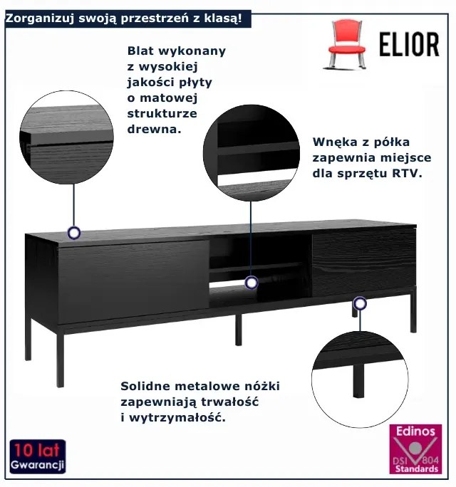 Czarna szafka RTV z półką T6-K61