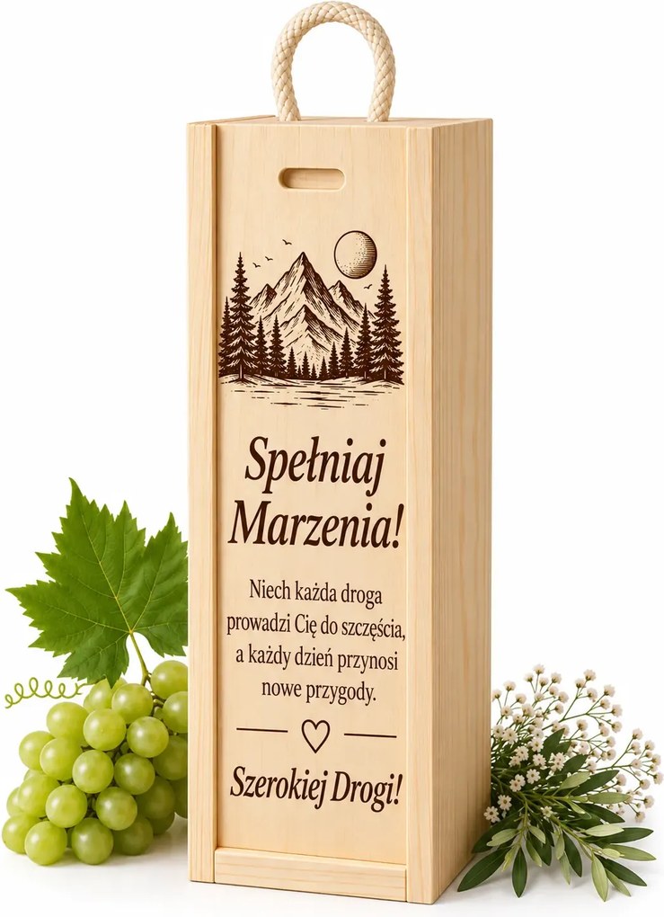 Drewniana skrzynka na wino z grawerem - Erseco
