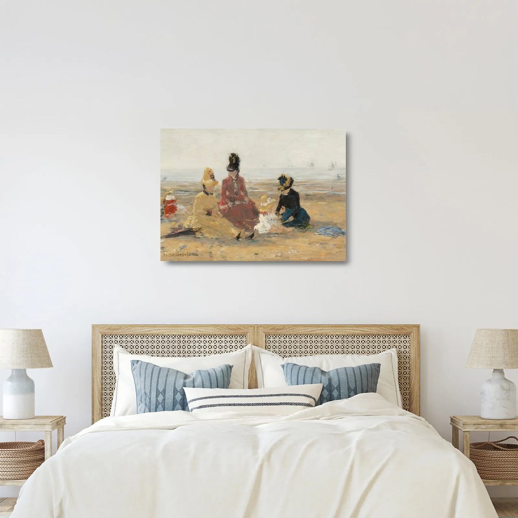 Obraz na szkle - Eugène Boudin, On the Beach, Trouville, reprodukcje (70x50 cm)