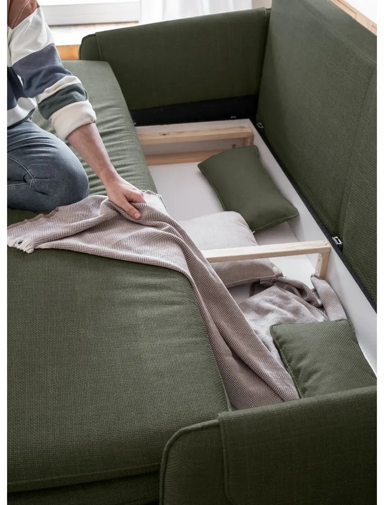 Zielona rozkładana sofa 207 cm Simon – Miuform