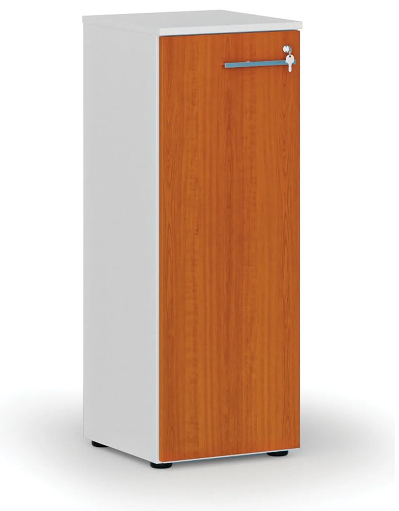 Szafa biurowa niska z drzwiami PRIMO WHITE, 400 x 420 x 1087 mm, biały/wiśnia