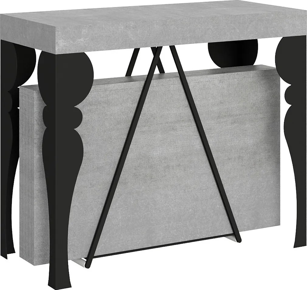 Konsola rozkładana 90x40/196 cm Riza Small cementu rama w kolorze antracytu
