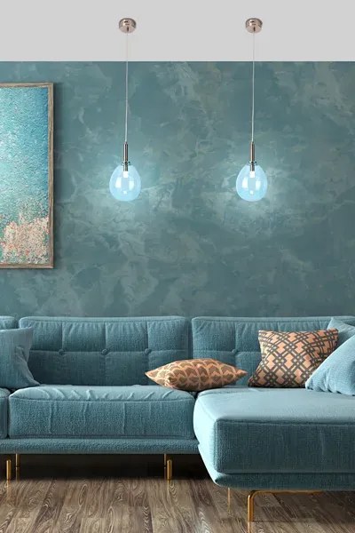 Szklana niebieska lampa wisząca - L9-F06