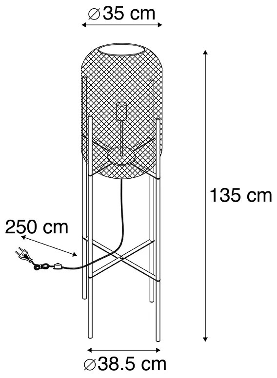 Nowoczesna czarna lampa stojąca - Bliss Mesh Nowoczesny Oswietlenie wewnetrzne