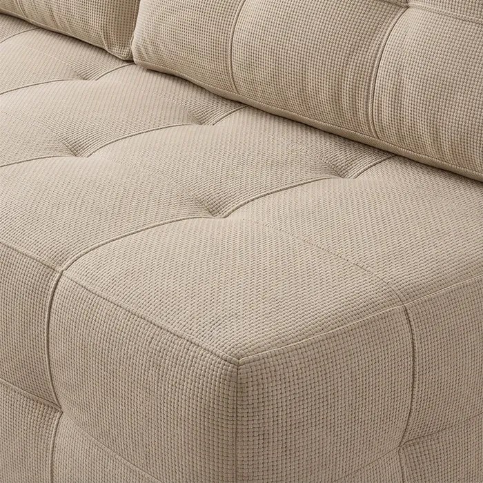 Sofa z Funkcją Spania MORANA Beżowa Szenil Nowoczesna