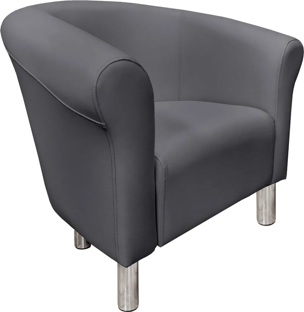 Fotel Milo tkanina Eko-skóra elegancki fotel do salonu i gabinetu : Kolor nogi - Chrom, Kolor tkaniny - EKO-SKÓRA - 23D, Wysokość nogi - 15 cm