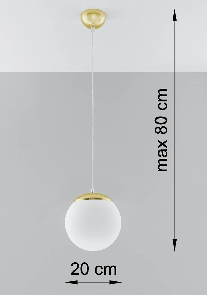 Biało-złota lampa wisząca kula 20 cm E9-R39