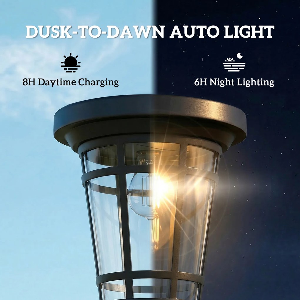 Outsunny Solarny zestaw 2 lamp stojących 180 cm z 2 trybami jasności i czujnikiem światła, IP44 | Aosom PL