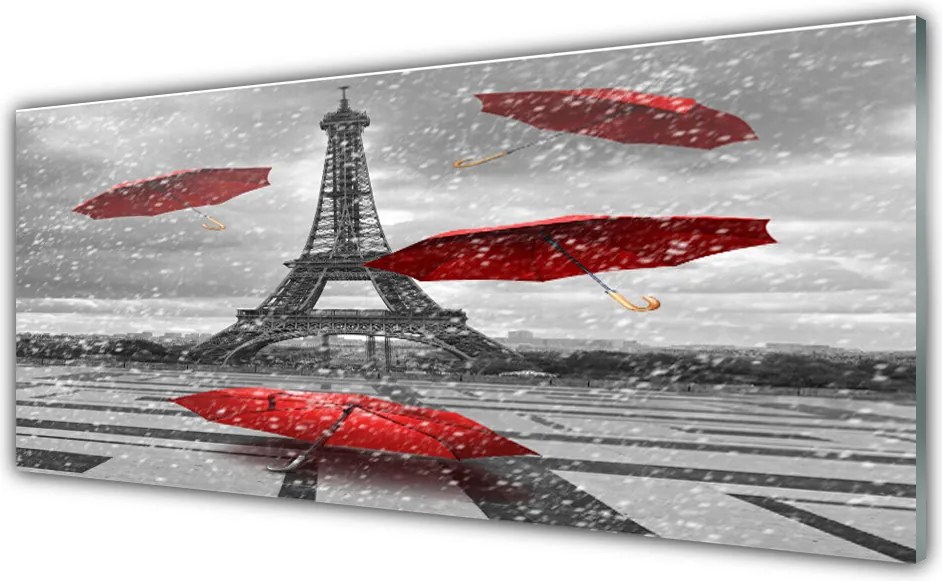 Panel Szklany do Kuchni Romantyczny Spacer pod Wieżą Eiffla
