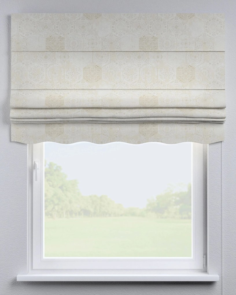 Roleta rzymska Florencja kolor szary tkanina połyskliwa, strukturalna, wzorzysta