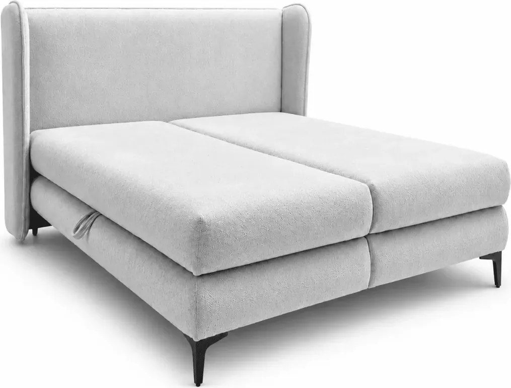 Łóżko kontynentalne Laine z pojemnikiem boxspring bonell H3 tapicerowane 120-200x200 cm