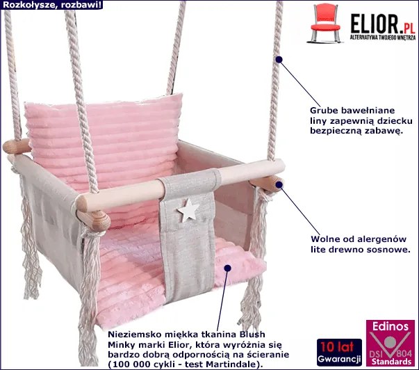 Różowa huśtawka dla dziewczynki K1-K39