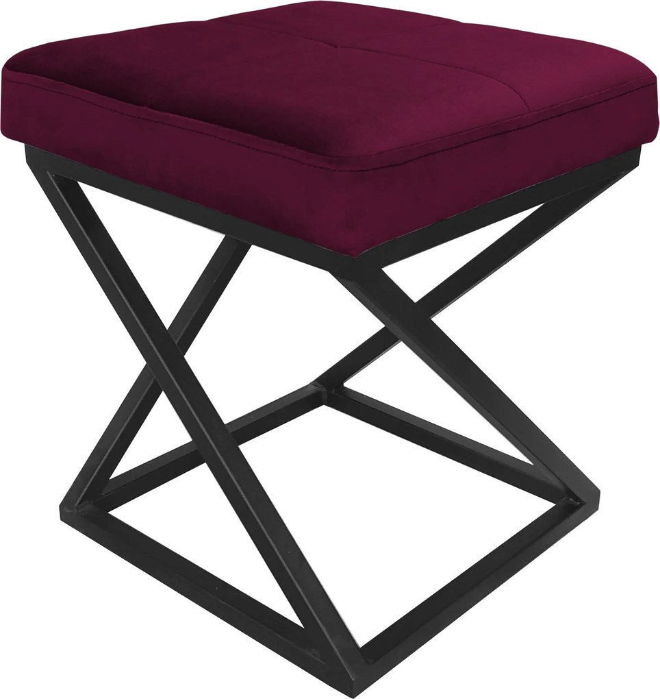 Pufa ZOA tkanina Welur loft ławka podnóżek metal : Kolor Stelaża - Czarny , Kolor tkaniny - VELVET - MG02, Typ tkaniny - Velvet