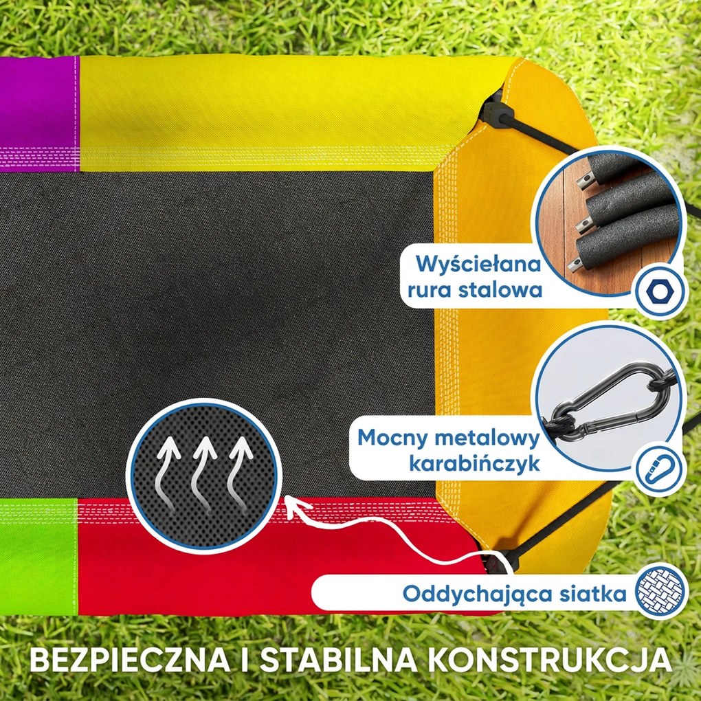 AIYAPLAY Huśtawka typu gniazdo regulowana do 300 kg z regulowanymi linami dla dzieci w wieku 3-8 lat 148x77x180 cm wielokolorowa | Aosom PL