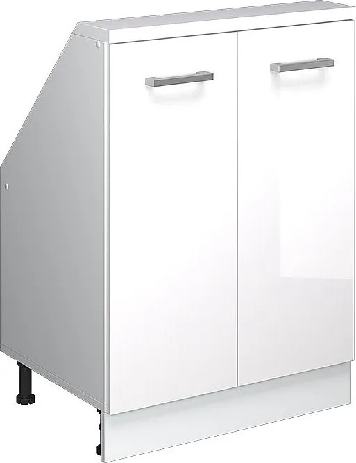Szafka kuchenna na dach skośny biały wysoki połysk 60x46x81.6 r-line