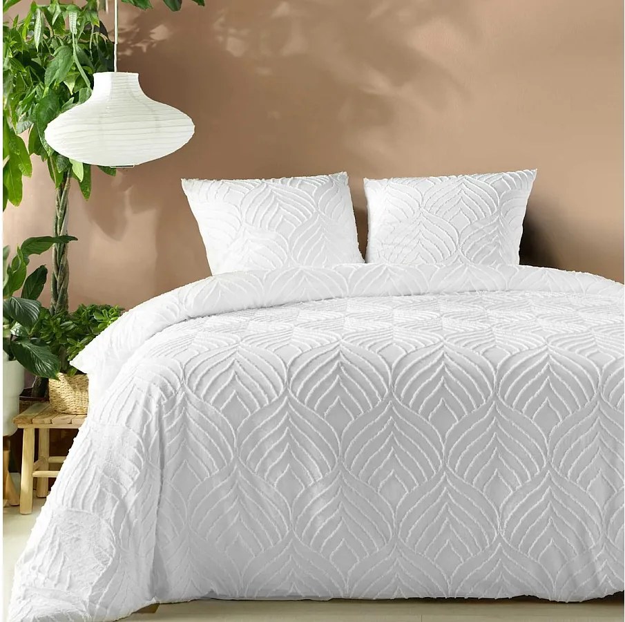 Komplet pościeli 3 elementy "Heltie" Biały Mikrofibra Tuftowana Oeko-Tex 240x220cm