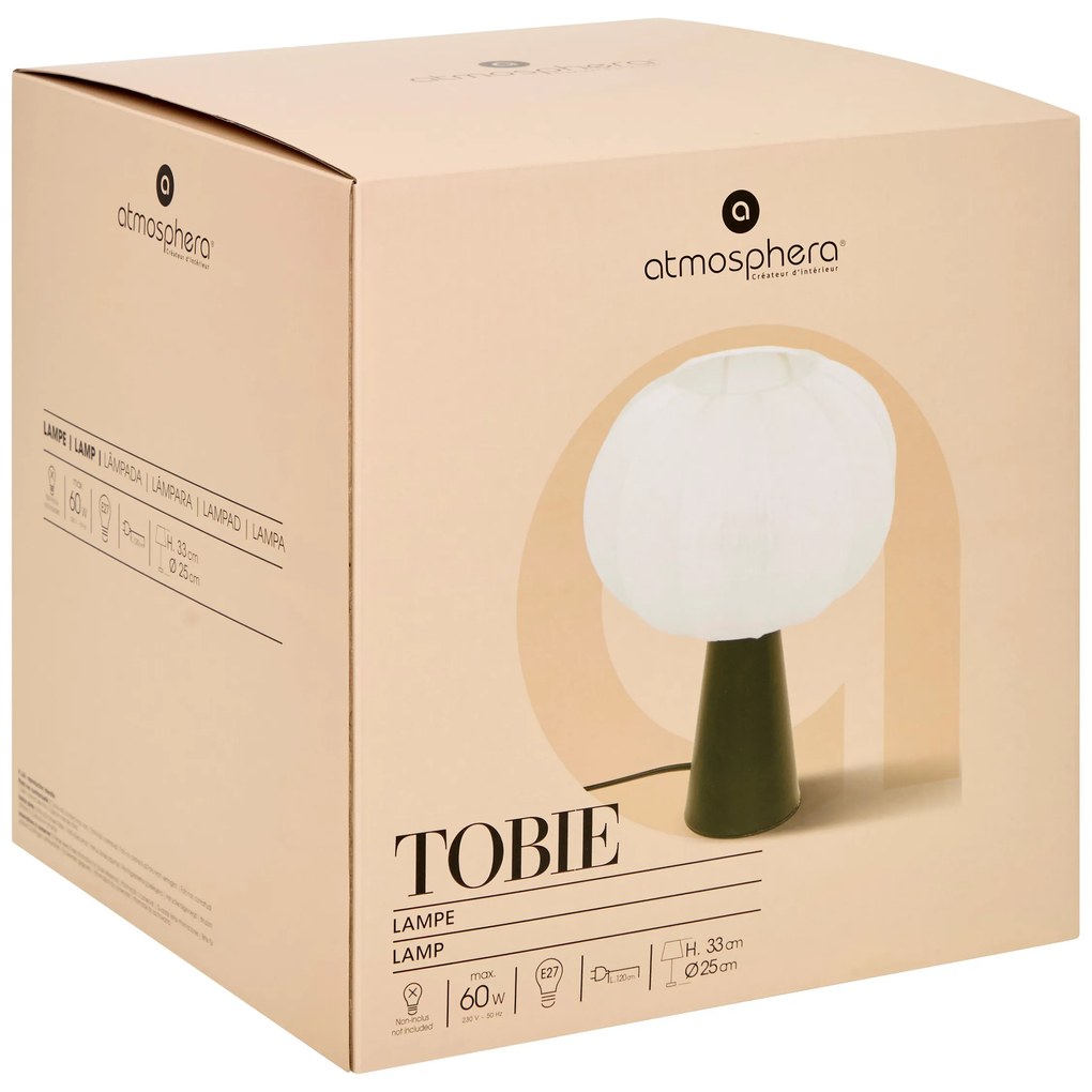 Lampka nocna TOBIE z bawełnianym abażurem, Ø 25 cm