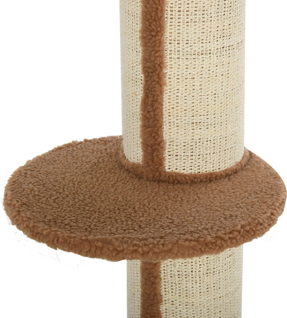 Drapak drzewko do zabawy dla kota pień sizalowy z platformą plusz jasnobrązowy | Aosom PL