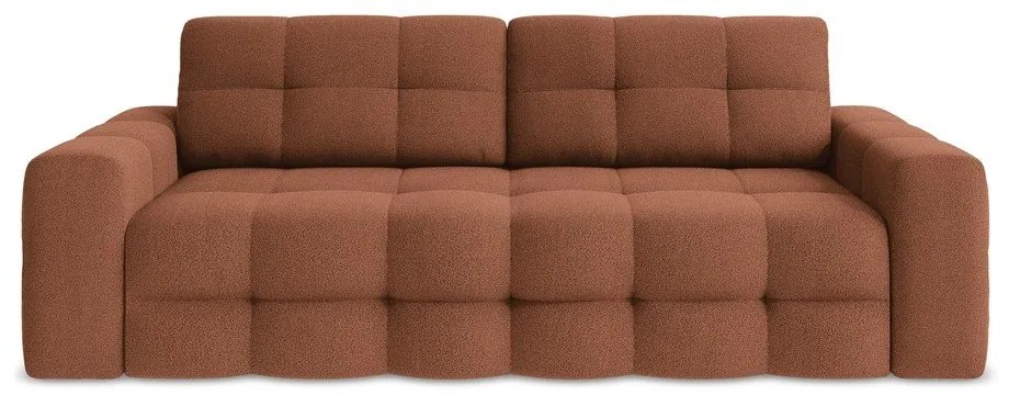 Rozkładana sofa z materiału bouclé w kolorze terakoty 255 cm Milu – Makamii